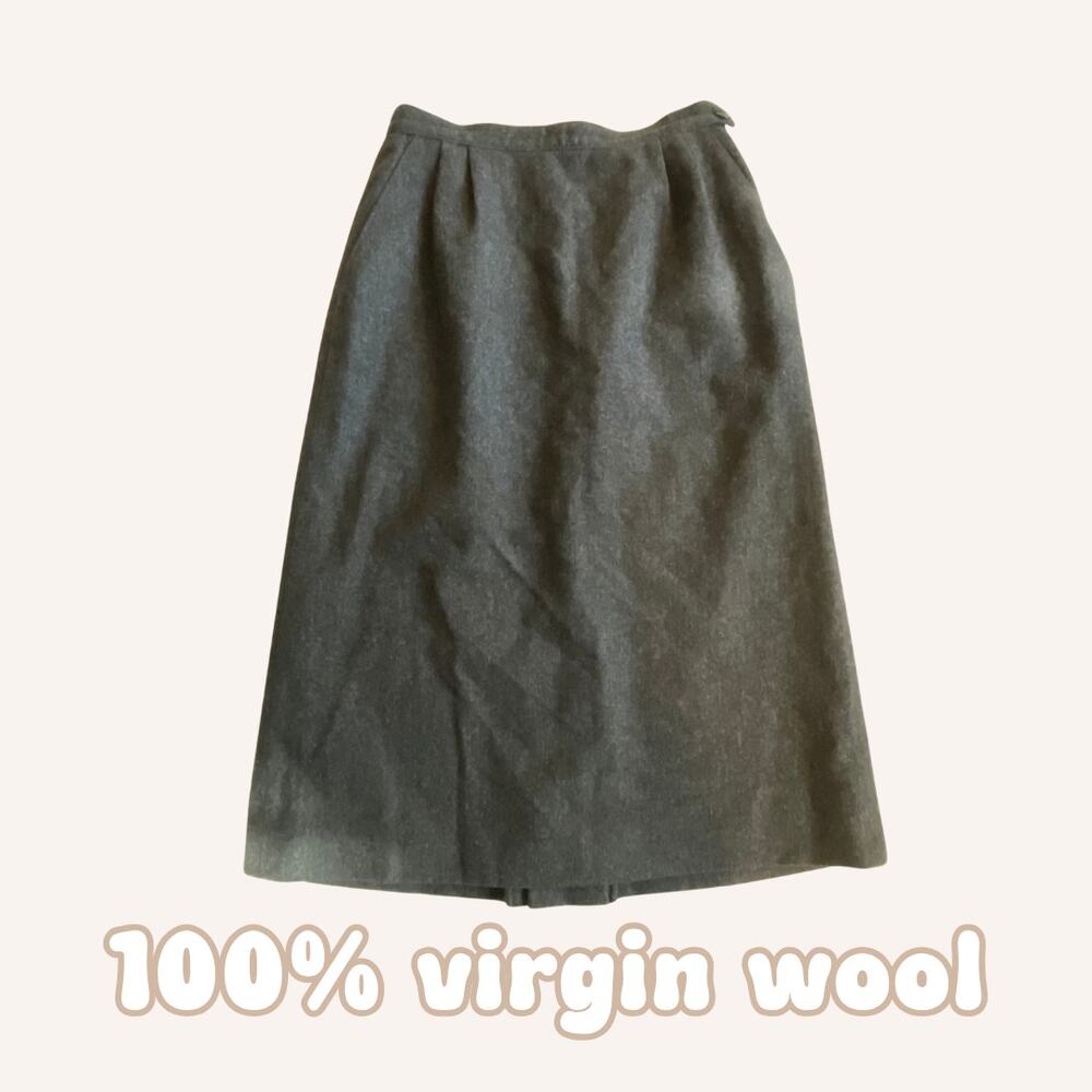 PENDLETON skirt 8 wool charcoal gray pleated midi A line vtg 80s dark academia